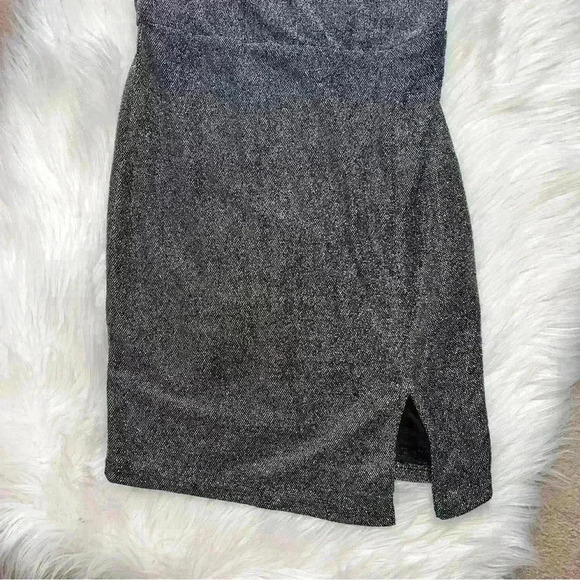 Lulus Take Me Anywhere Silver Sparkly Asymmetrical Bodycon Mini Dress Small - Picture 7 of 10